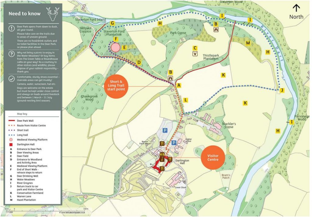 Mapa del Parque de los Ciervos de Dartington